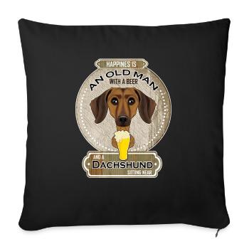Teckel Papa Amateur de bière - Housse de coussin décorative 45 x 45 cm - noir - Devant