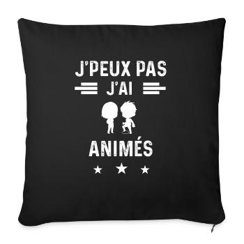 mangaka je peux pas j'ai animés - Housse de coussin décorative 45 x 45 cm - noir - Devant