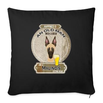 Malinois Papa Amateur de Bière Mechelaar - Housse de coussin décorative 45 x 45 cm - noir - Devant