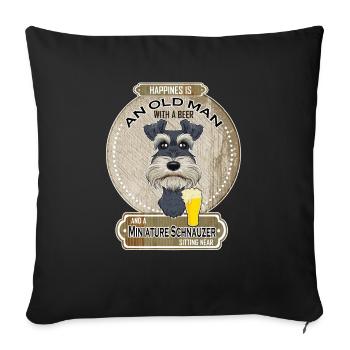 Miniature Schnauzer Dad Beer Lover - Sofa pillowcase 17,3'' x 17,3'' (45 x 45 cm) - black - Front