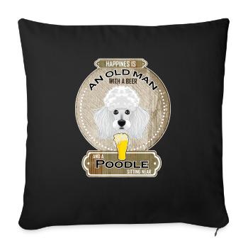 Poodle Dad Beer Lover - Sofa pillowcase 17,3'' x 17,3'' (45 x 45 cm) - black - Front