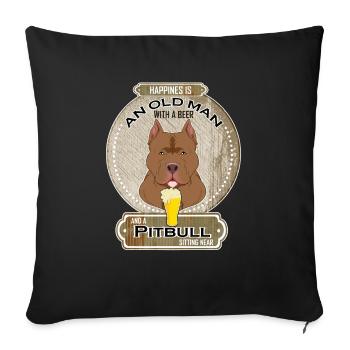 Pitbull Papa Amateur de bière - Housse de coussin décorative 45 x 45 cm - noir - Devant