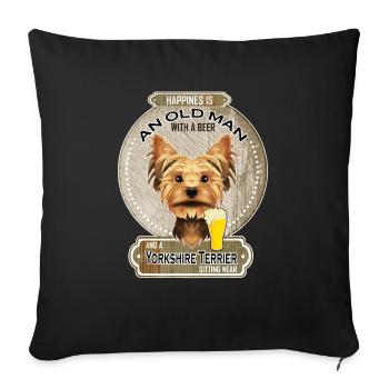 Yorkshire Terrier Papa Amateur de bière - Housse de coussin décorative 45 x 45 cm - noir - Devant