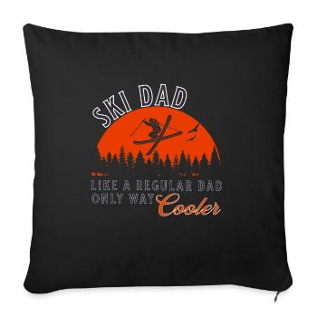 Ski Papa Drôle Mignon Hiver Ski - Housse de coussin décorative 45 x 45 cm - noir - Devant