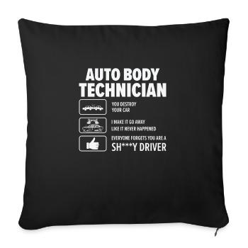 Auto Body Technician Funny Vehicle Repair Car - Sofa pillowcase 17,3'' x 17,3'' (45 x 45 cm) - black - Front