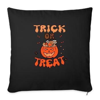 Truc ou friandise effrayant costume d’Halloween drôle - Housse de coussin décorative 45 x 45 cm - noir - Devant