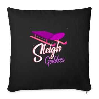 Sleigh Goddess Retro Funny Sledding T-Shirt - Sofakissenbezug 45 x 45 cm - Schwarz - Vorne