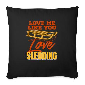 Retro Vintage Love Me Like You Love Sledding - Sofa pillowcase 17,3'' x 17,3'' (45 x 45 cm) - black - Front