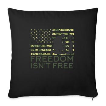 Freedom is not a Free Army veterans soldier - Sofa pillowcase 17,3'' x 17,3'' (45 x 45 cm) - black - Front