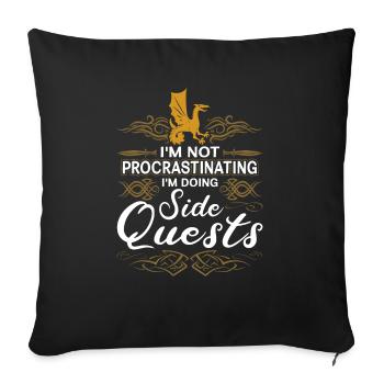 Je n’hésite pas, je fais des quêtes secondaires RPG - Housse de coussin décorative 45 x 45 cm - noir - Devant