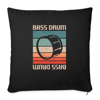 Retro Vintage Classic Bass Drum Instrument Drummer - Housse de coussin décorative 45 x 45 cm - noir - Devant