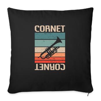 Retro Vintage Classic Cornet Player Instrument - Sofa pillowcase 17,3'' x 17,3'' (45 x 45 cm) - black - Front