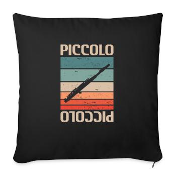 Retro Vintage Classic Piccolo Player Instrument - Sofakissenbezug 45 x 45 cm - Schwarz - Vorne
