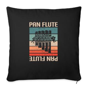 Retro Vintage Classic Pan Flute Instrument Guita - Sofa pillowcase 17,3'' x 17,3'' (45 x 45 cm) - black - Front