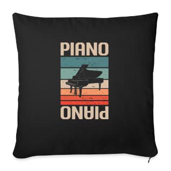 Pianiste d’instrument de piano classique rétro vintage - Housse de coussin décorative 45 x 45 cm - noir - Devant