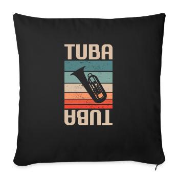 Retro Vintage Classic Tuba Player Instrument - Sofa pillowcase 17,3'' x 17,3'' (45 x 45 cm) - black - Front