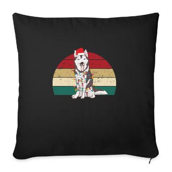 Siberian Husky Christmas Hat Christmas Tree - Sofa pillowcase 17,3'' x 17,3'' (45 x 45 cm) - black - Front