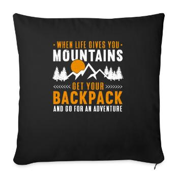 Outdoor Camping Wandern Backpacking - Sofakissenbezug 45 x 45 cm - Schwarz - Vorne
