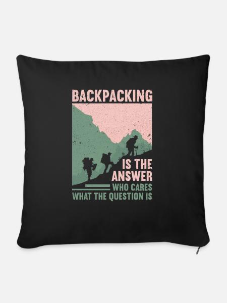 Outdoor Camping Wandern Backpacking - Sofakissenbezug 45 x 45 cm - Schwarz