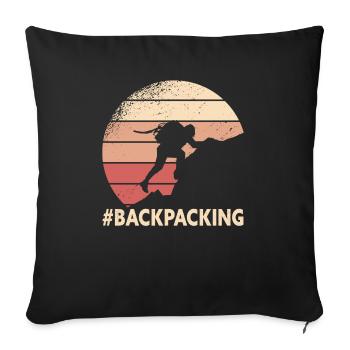 Outdoor Camping Wandern Backpacking - Sofakissenbezug 45 x 45 cm - Schwarz - Vorne