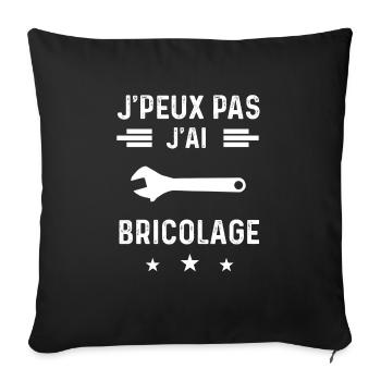 bricoleur je peux pas j'ai bricolage clé molette - Housse de coussin décorative 45 x 45 cm - noir - Devant