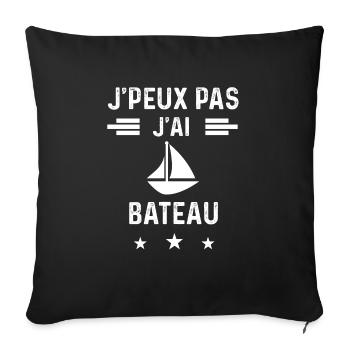 marin je peux pas j'ai bateau - Housse de coussin décorative 45 x 45 cm - noir - Devant