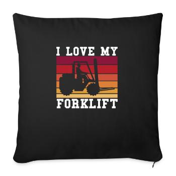 J’adore mon chariot élévateur Chemise Cadeau Chariot élévateur - Housse de coussin décorative 45 x 45 cm - noir - Devant