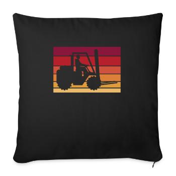 Vintage Retro Forklift Gabelstapler Shirt - Sofakissenbezug 45 x 45 cm - Schwarz - Vorne
