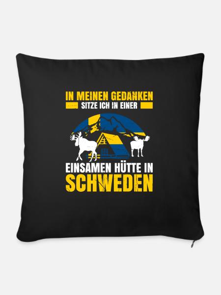 In Meinen Gedanken Sitze Ich In Einer Einsamen Hüt - Sofakissenbezug 45 x 45 cm - Schwarz