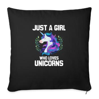 just a girl who loves Unicorns - Sofa pillowcase 17,3'' x 17,3'' (45 x 45 cm) - black - Front