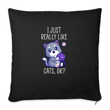 cute cat lover design - Sofa pillowcase 17,3'' x 17,3'' (45 x 45 cm) - black - Front