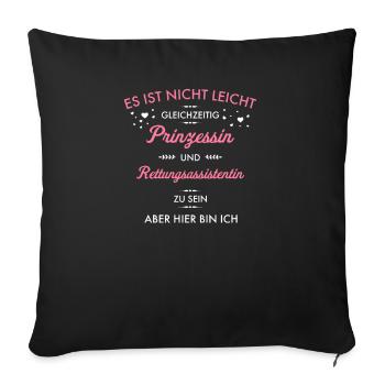 Prinzessin und Rettungsassistentin I Motiv für - Sofakissenbezug 45 x 45 cm - Schwarz - Vorne