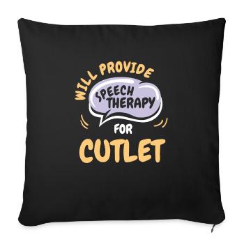 Fournir une orthophonie pour la parole drôle d’escalope - Housse de coussin décorative 45 x 45 cm - noir - Devant