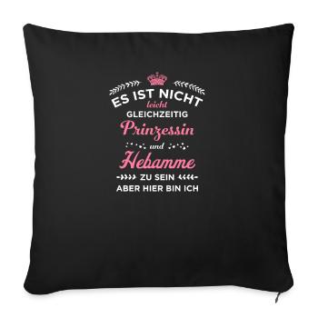 Prinzessin und Hebamme I Geburt Motiv für - Sofakissenbezug 45 x 45 cm - Schwarz - Vorne