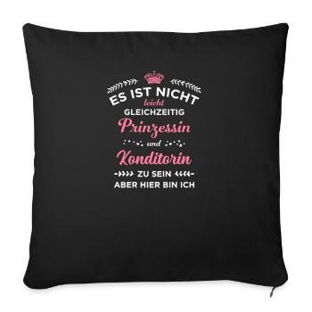 Prinzessin und Konditorin I I Backstube Bäckerei - Sofakissenbezug 45 x 45 cm - Schwarz - Vorne