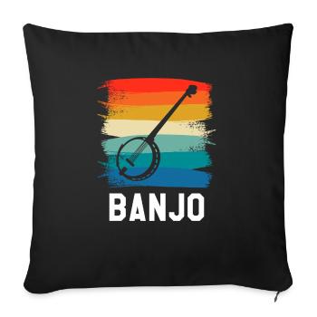 Retro Vintage Classic Banjo Instrument Banjoist - Housse de coussin décorative 45 x 45 cm - noir - Devant