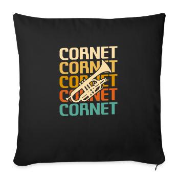 Retro Vintage Classic Cornet Player Instrument - Sofa pillowcase 17,3'' x 17,3'' (45 x 45 cm) - black - Front