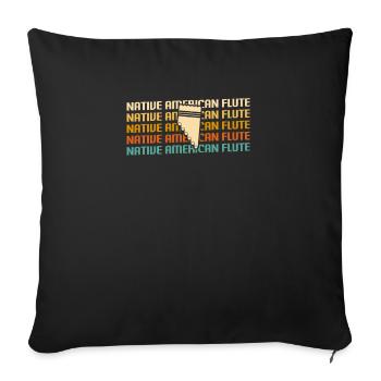 Retro Vintage Classic Native American Flute Flutis - Sofa pillowcase 17,3'' x 17,3'' (45 x 45 cm) - black - Front