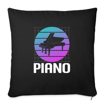 Pianiste d’instrument de piano classique rétro vintage - Housse de coussin décorative 45 x 45 cm - noir - Devant