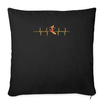 Vintage Surfer Heartbeat Surf Waves Surfing Fun - Housse de coussin décorative 45 x 45 cm - noir - Devant