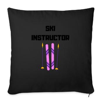 Moniteur de ski - Housse de coussin décorative 45 x 45 cm - noir - Devant
