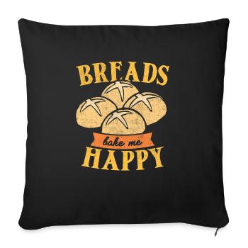 Bread Baking Baker Bakery Sourdough - Sofa pillowcase 17,3'' x 17,3'' (45 x 45 cm) - black - Front