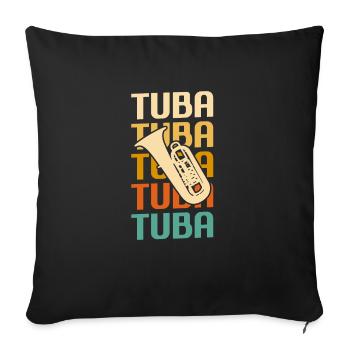 Retro Vintage Classic Tuba Player Instrument - Sofa pillowcase 17,3'' x 17,3'' (45 x 45 cm) - black - Front