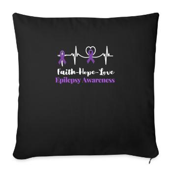 Epilepsy Awareness Purple Ribbon Epilepsy - Sofa pillowcase 17,3'' x 17,3'' (45 x 45 cm) - black - Front