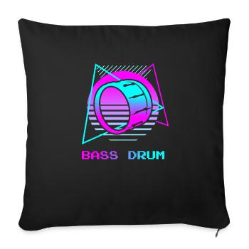 Retro Vintage Classic Bass Drum Instrument Drummer - Housse de coussin décorative 45 x 45 cm - noir - Devant