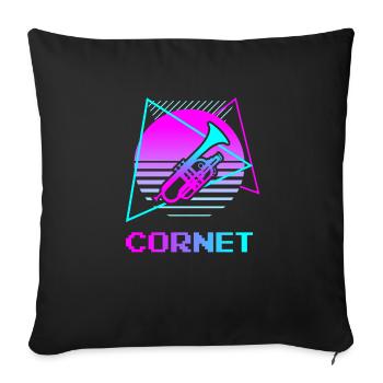 Retro Vintage Classic Cornet Player Instrument - Sofa pillowcase 17,3'' x 17,3'' (45 x 45 cm) - black - Front