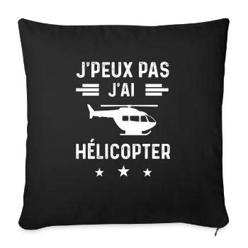 héico je peux pas j'ai hélicopter - Housse de coussin décorative 45 x 45 cm - noir - Devant