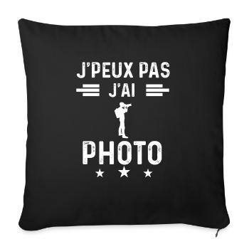 photographe je peux pas j'ai photo - Housse de coussin décorative 45 x 45 cm - noir - Devant