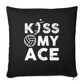 Kiss My Ace – Indoor Volleyball Player I Love - Sofa pillowcase 17,3'' x 17,3'' (45 x 45 cm) - black - Front