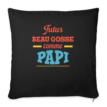 Beau Gosse Comme Papi Cadeau Annonce Grossesse - Housse de coussin décorative 45 x 45 cm - noir - Devant